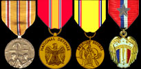 Asiatic-Pacific Service Medal, National Defense Service Medal; American Service Medal, Philippine Liberation plus Bronze Star