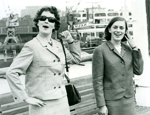 1965: Margaret with sister Henriet on Holland America Line on way to U.S.